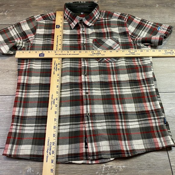 Kuhl 100% Cotton Short Sleeve Button Down Red Gray Plaid Medium M - Picture 8 of 8